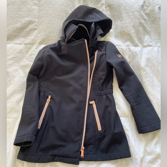 Girls size 7/8 Michael Kors Black Hooded Jacket with Pink Accents